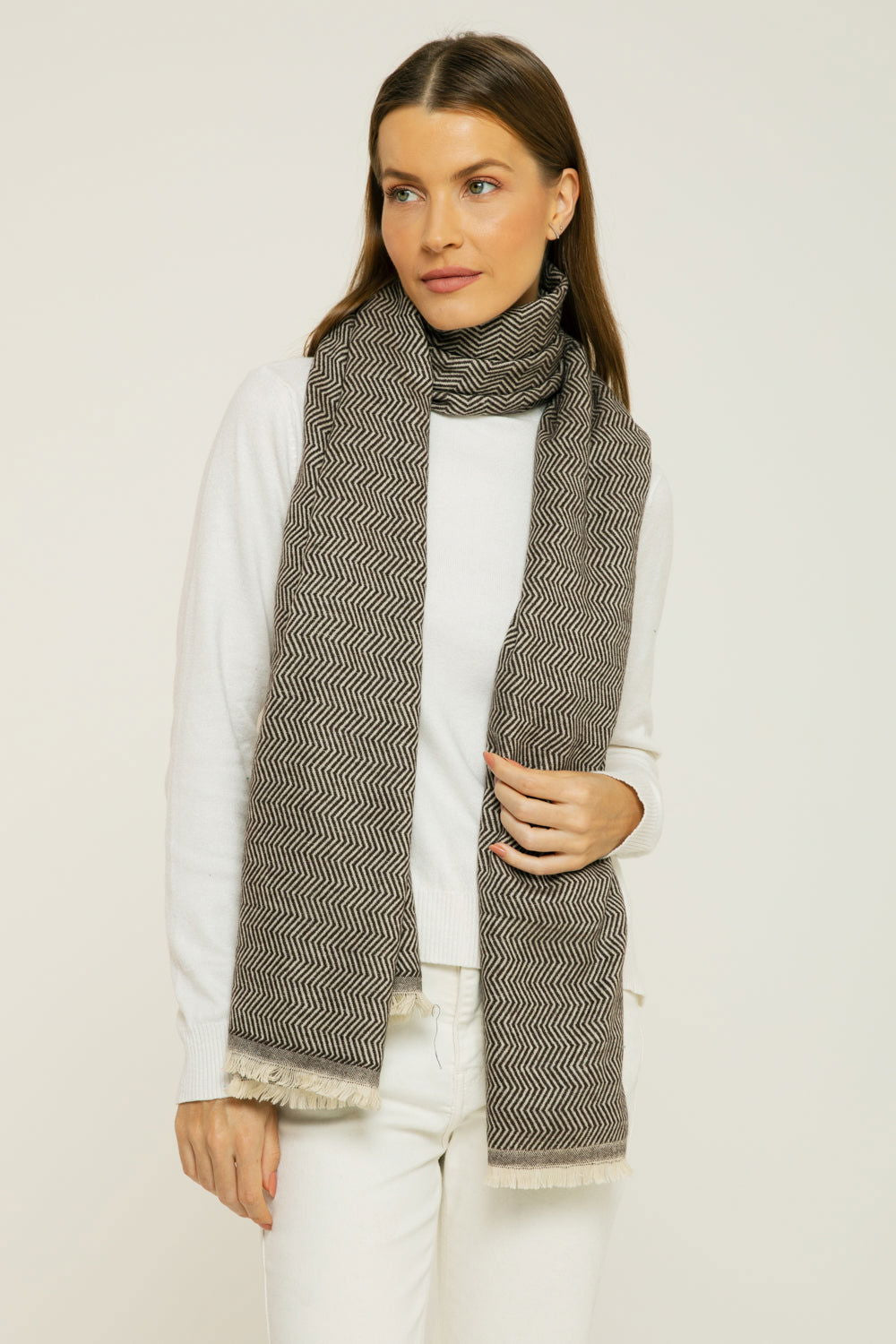   - Cashmere Espinha de Peixe marrom- Scarf Me 