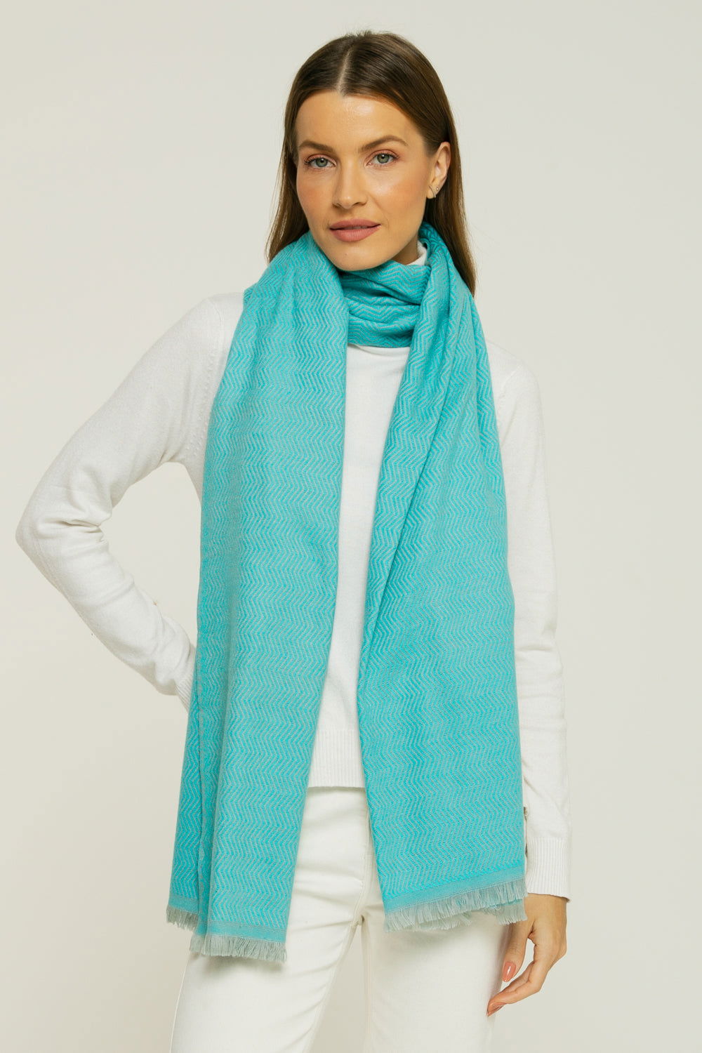   - Cashmere Espinha de peixe azul celeste- Scarf Me 