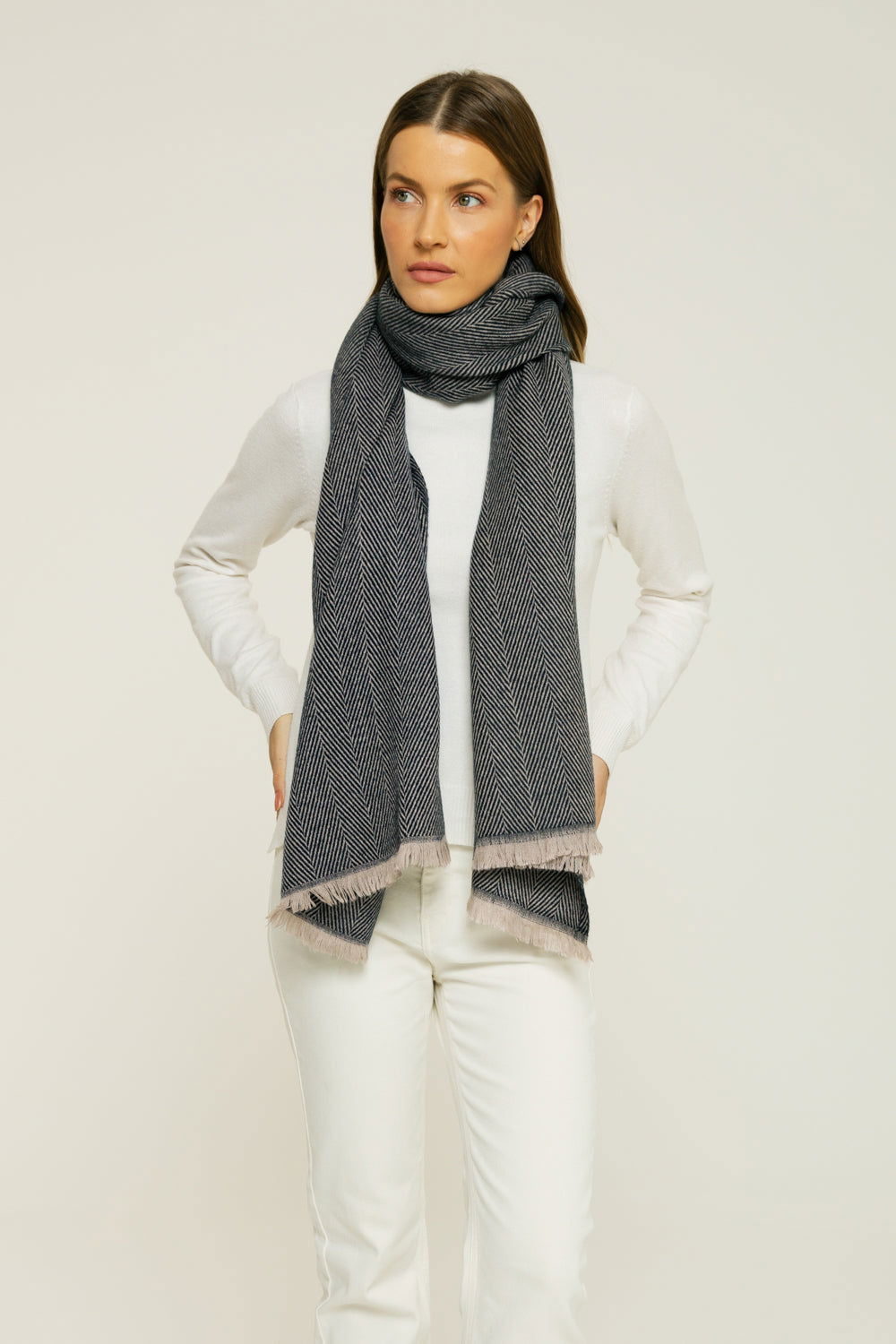   - Cashmere Espinha de peixe marinho- Scarf Me 