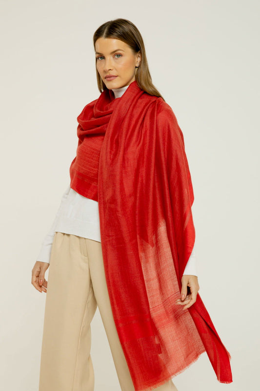   - Cashmere Gold vermelho listras | 70x200cm- Scarf Me 