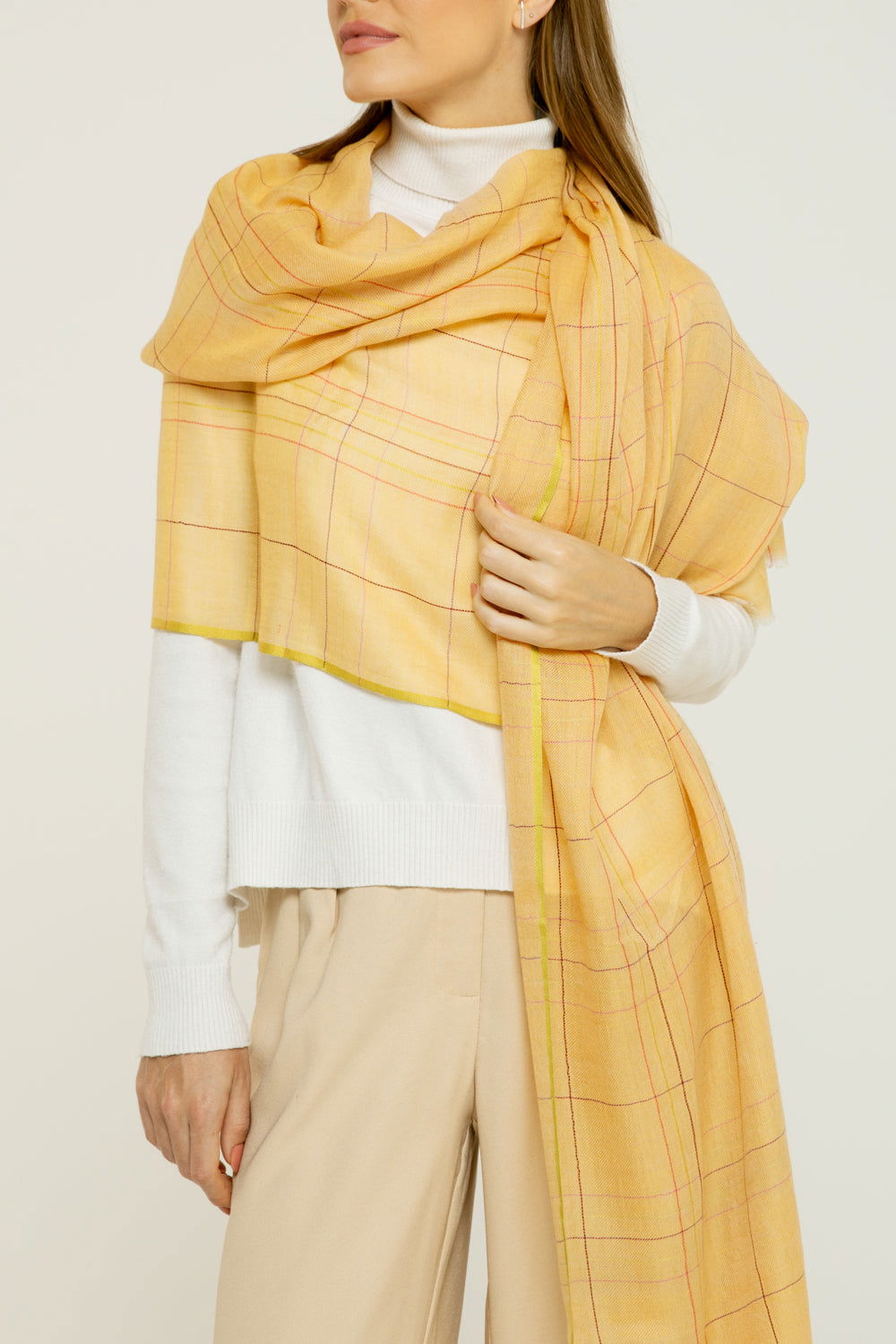   - Cashmere Gold xadrez amarelo | 70X200cm- Scarf Me 