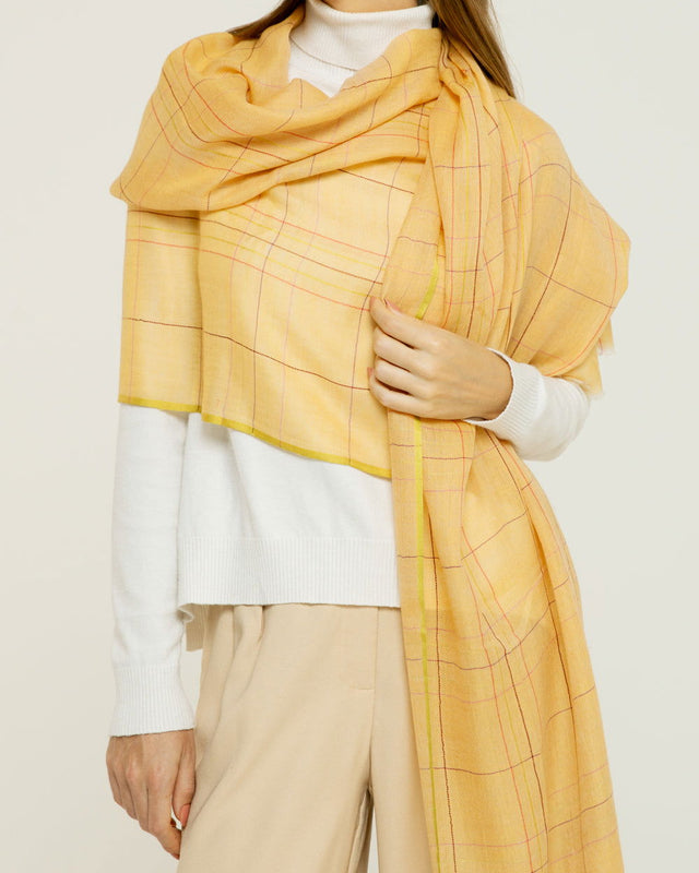   - Cashmere Gold xadrez amarelo | 70X200cm- Scarf Me 