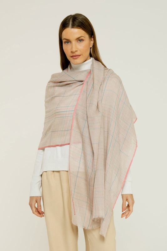   - Cashmere Gold xadrez rosé | 70x200cm- Scarf Me 