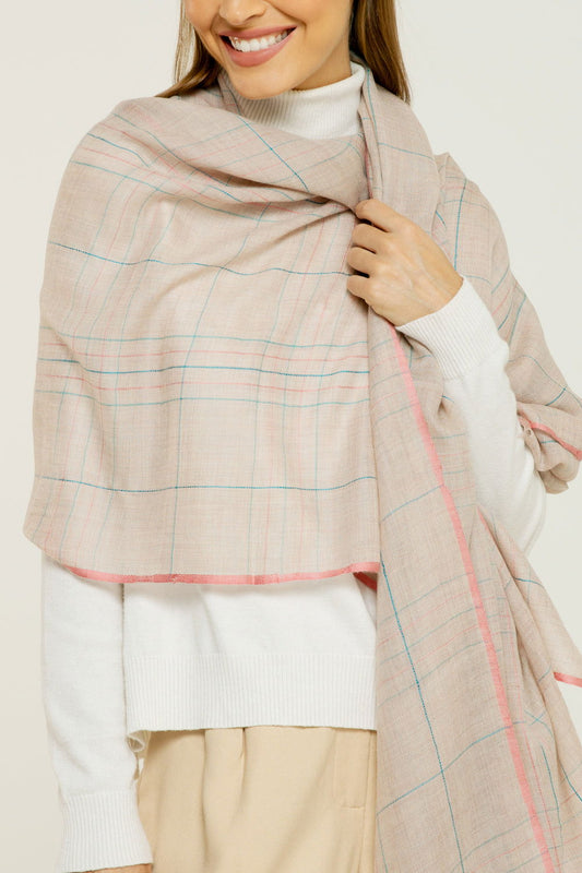   - Cashmere Gold xadrez rosé | 70x200cm- Scarf Me 