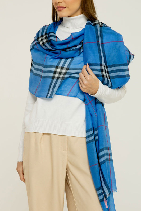   - Cashmere Himalaia xadrez azul- Scarf Me 