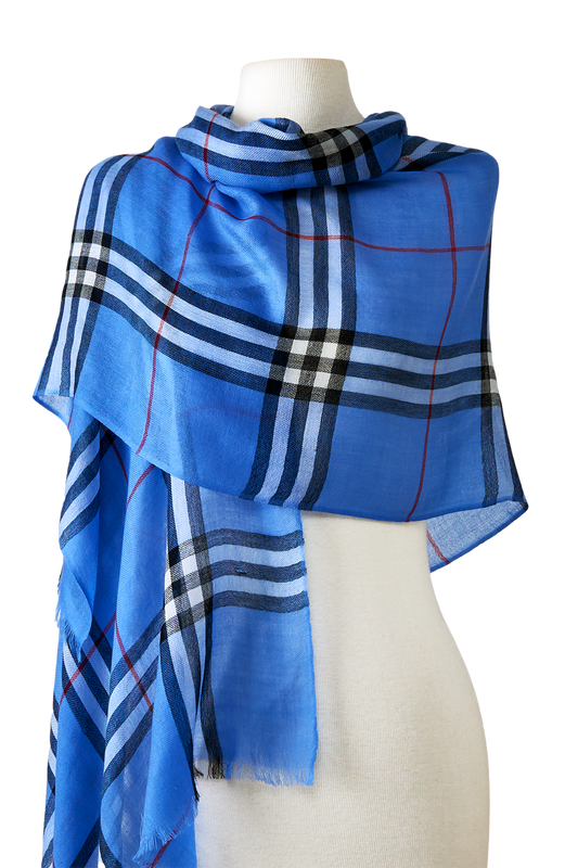   - Cashmere Himalaia xadrez azul- Scarf Me 