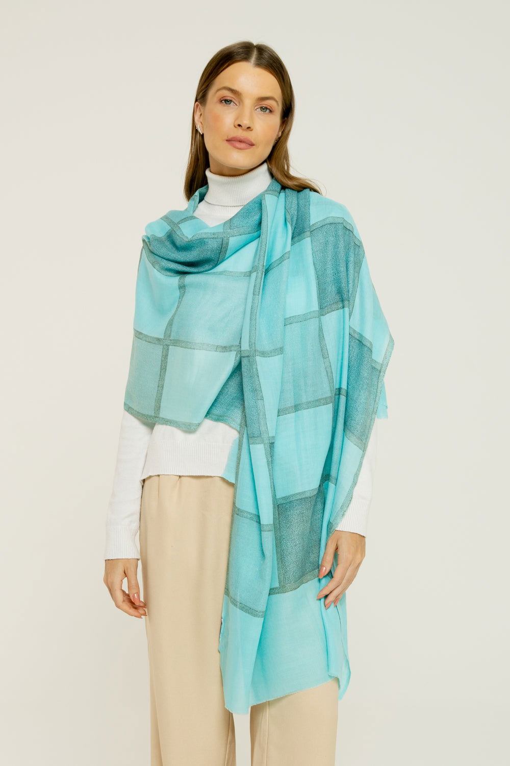   - Cashmere estampado Aja azul bebê- Scarf Me 