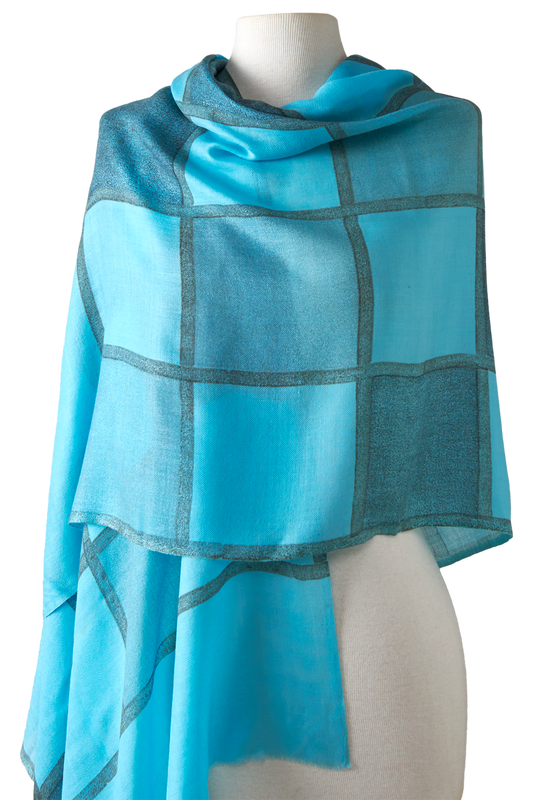   - Cashmere estampado Aja azul bebê- Scarf Me 