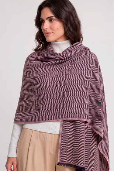 Cashmere Espinha de Peixe rosa/preto