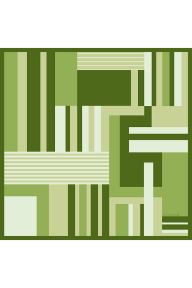Lenço Geométrico Conceitual verde em cetim de poliéster | 90x90cm