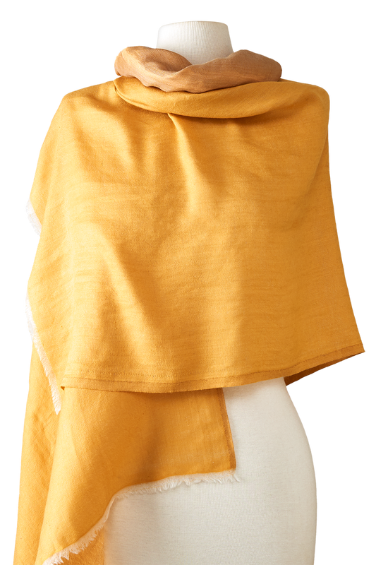   - Dupla face Cashmere com seda Zari amarelo | 75x200cm- Scarf Me 