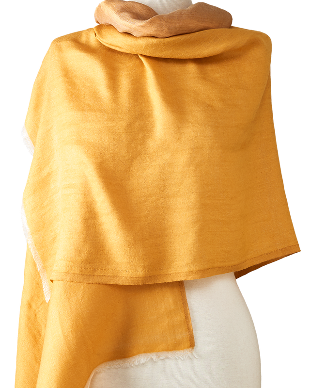   - Dupla face Cashmere com seda Zari amarelo | 75x200cm- Scarf Me 