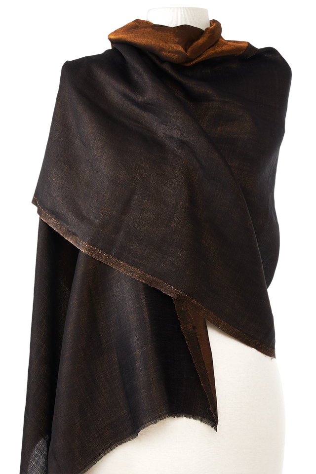   - Dupla face Cashmere com seda Zari preto | 75X200cm- Scarf Me 