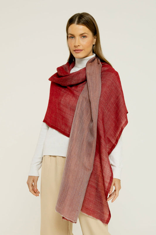   - Dupla face Cashmere com seda Zari vermelho | 75x200cm- Scarf Me 