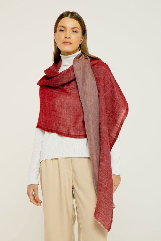   - Dupla face Cashmere com seda Zari vermelho | 75x200cm- Scarf Me 