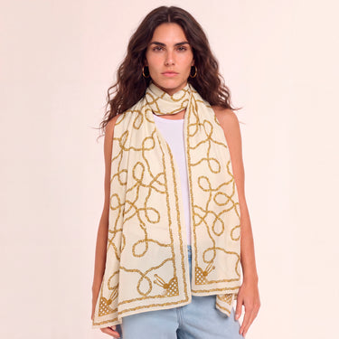 Gold Chains Silk Satin Scarf | 60x210cm