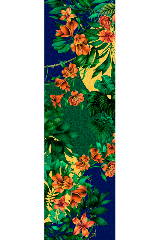   - Echarpe Brasil Tropical em mousseline de seda | 60x210cm- Scarf Me 