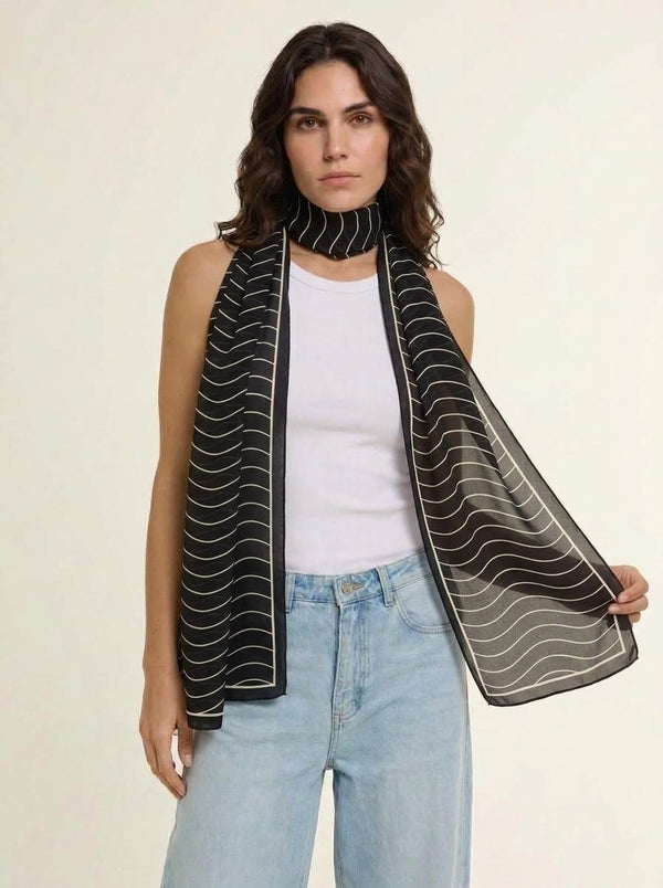Curva long scarf in silk mousseline | 60x210cm