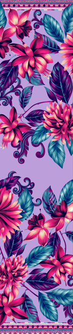   - Echarpe Flor Flamingo lavanda em mousseline de poliéster | 45x210cm- Scarf Me 