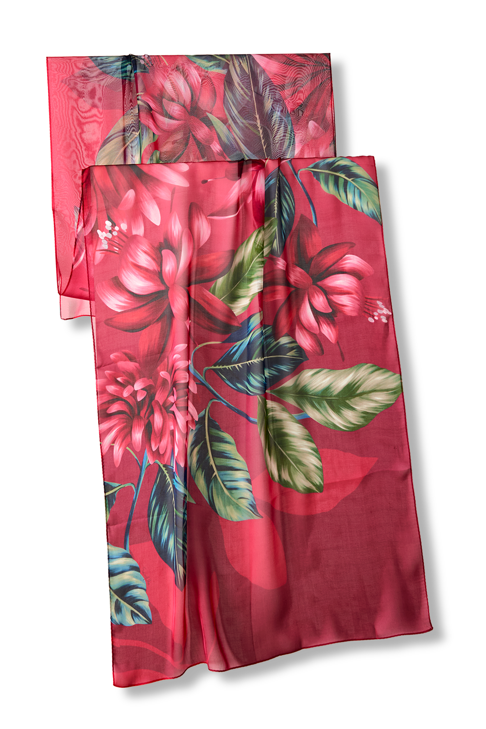   - Echarpe Flor Flamingo magenta em mousseline de seda | 60x210cm- Scarf Me 