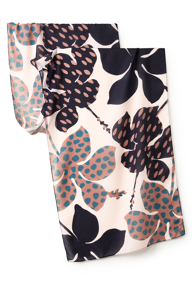   - Echarpe Flores Dots em mousseline de poliéster | 45x210cm- Scarf Me 