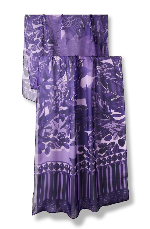   - Echarpe Ramos de Púrpura roxo em mousseline de seda | 60x210cm- Scarf Me 