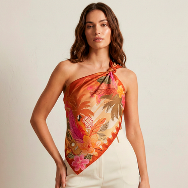 Lenço Entardecer Carioca em cetim de poliéster | 90x90cm