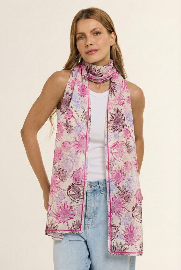 Protea long scarf in polyester mousseline | 45x210cm