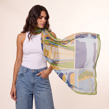 Max lenço Geometria Carioca em mousseline de seda | 130x130cm