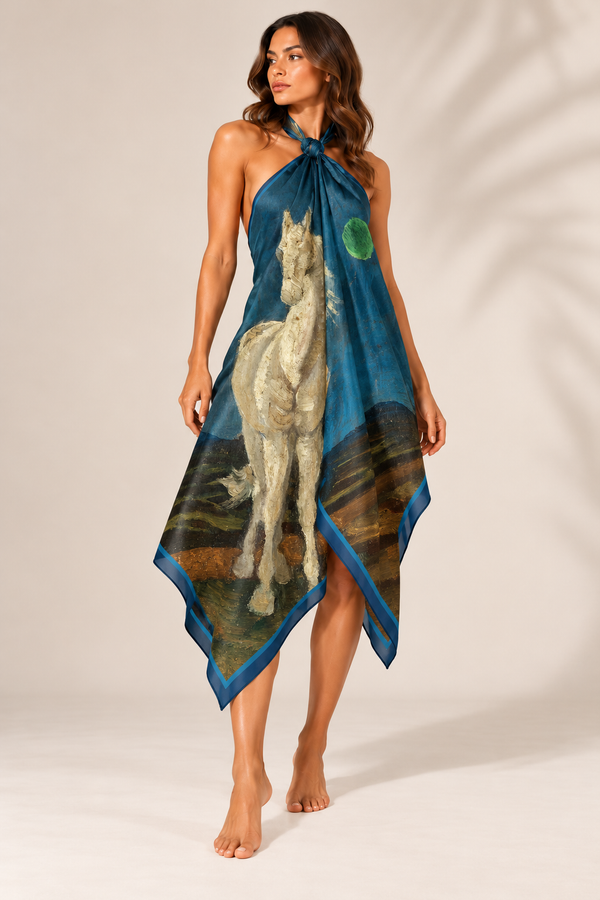 Cavalo Branco double-sided pareo in silk satin | 130x200cm