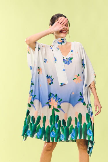 Kaftan curto de seda Manacá