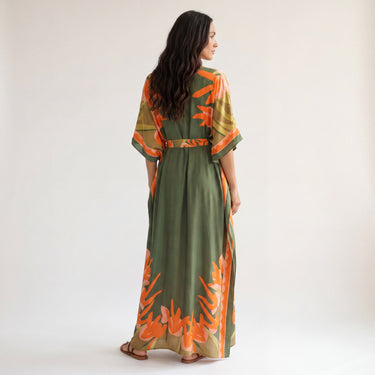 Kaftan longo de seda Coelhos