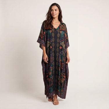 Kaftan longo de seda Rabisco