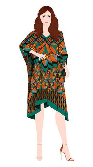   - Kaftan curto de seda Cerrado- Scarf Me 