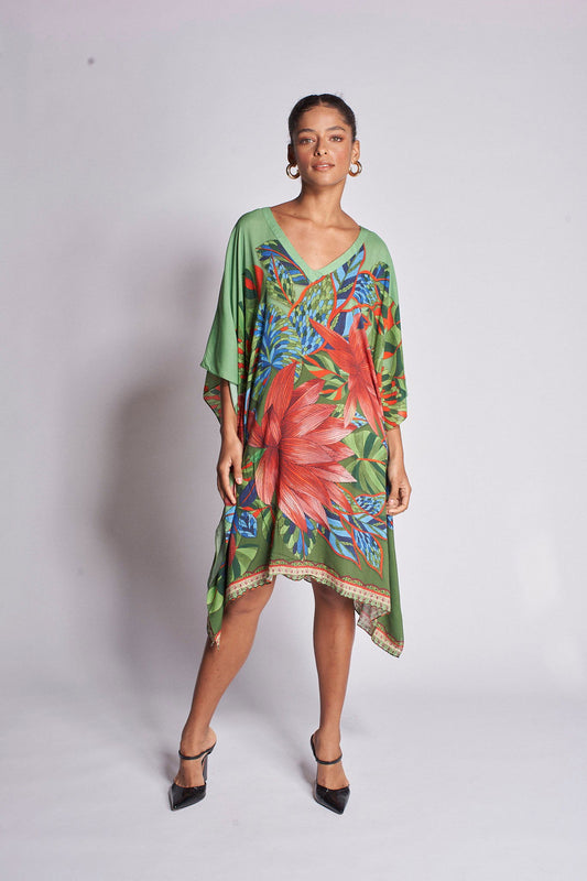   - Kaftan curto de seda Pantanal- Scarf Me 