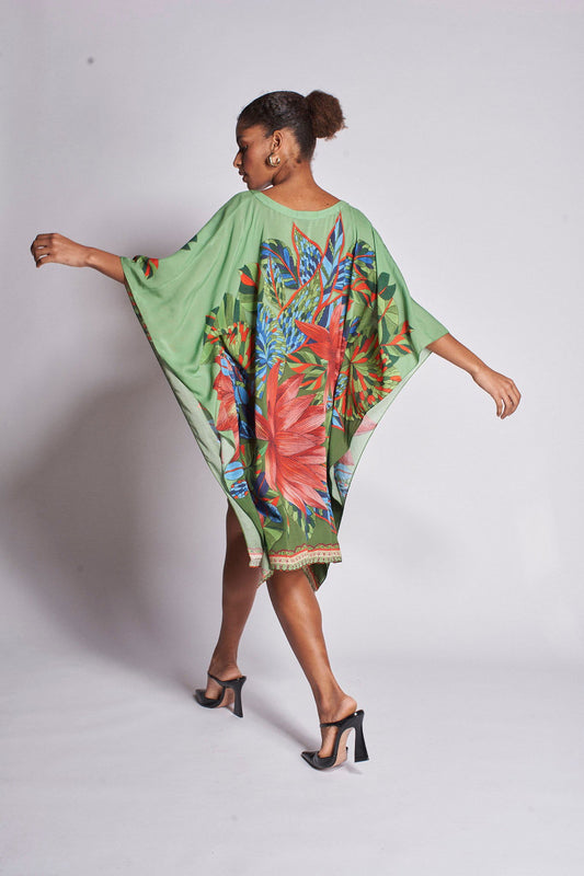   - Kaftan curto de seda Pantanal- Scarf Me 