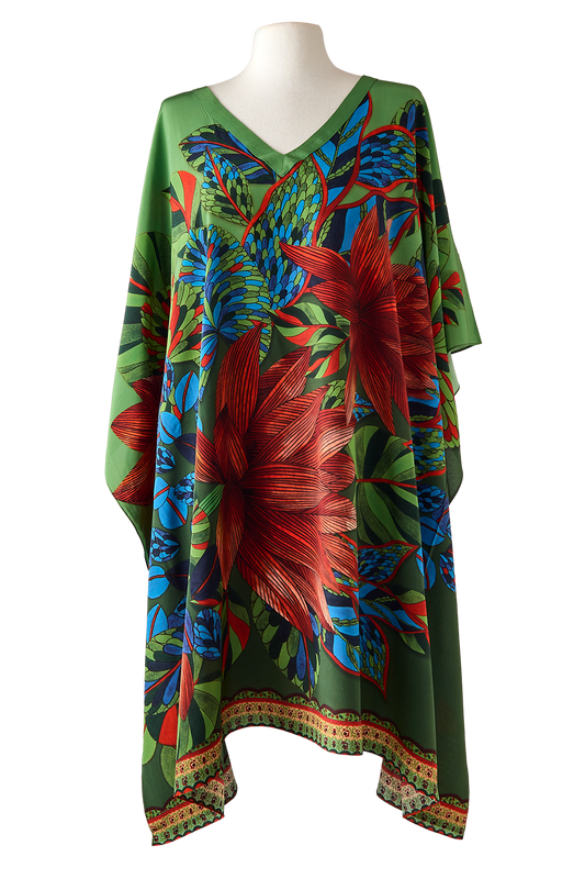   - Kaftan curto de seda Pantanal- Scarf Me 