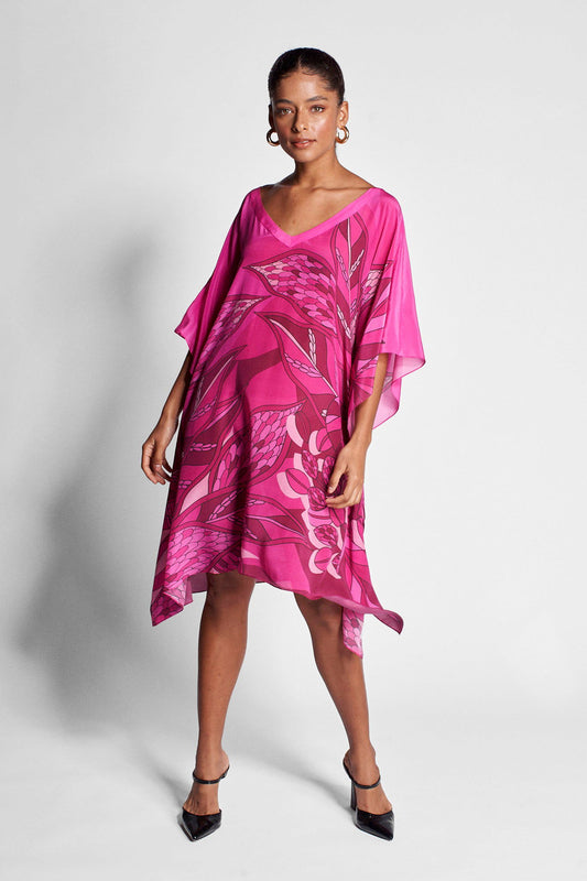   - Kaftan curto de seda Ramos de Púrpura pink- Scarf Me 