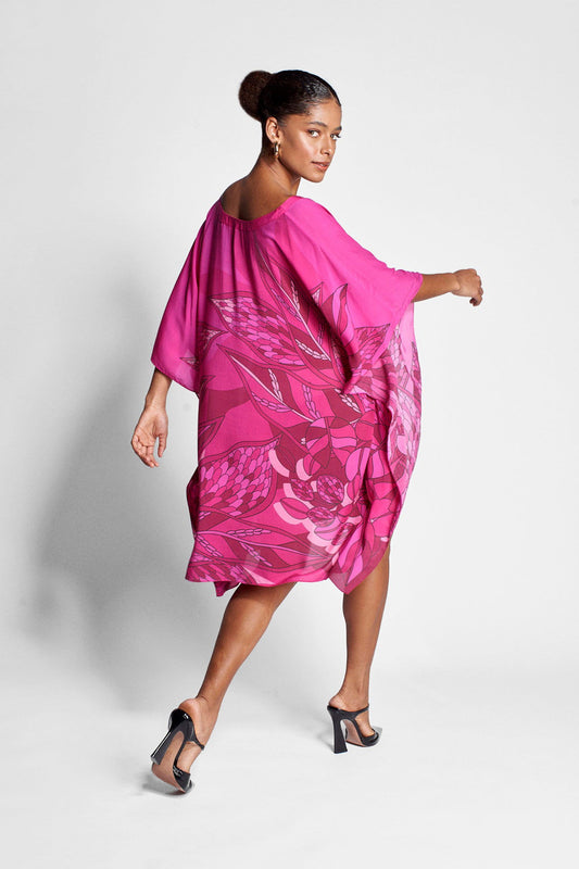   - Kaftan curto de seda Ramos de Púrpura pink- Scarf Me 