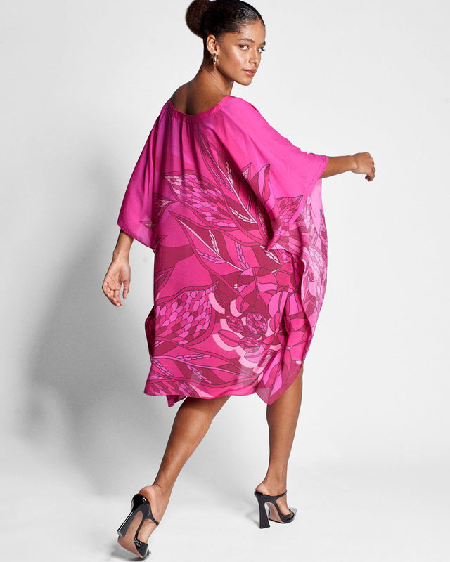   - Kaftan curto de seda Ramos de Púrpura pink- Scarf Me 