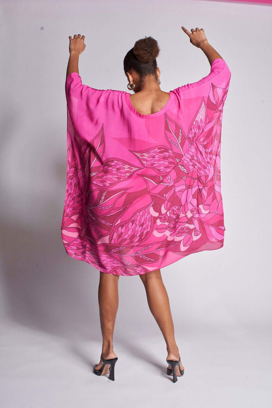   - Kaftan curto de seda Ramos de Púrpura pink- Scarf Me 