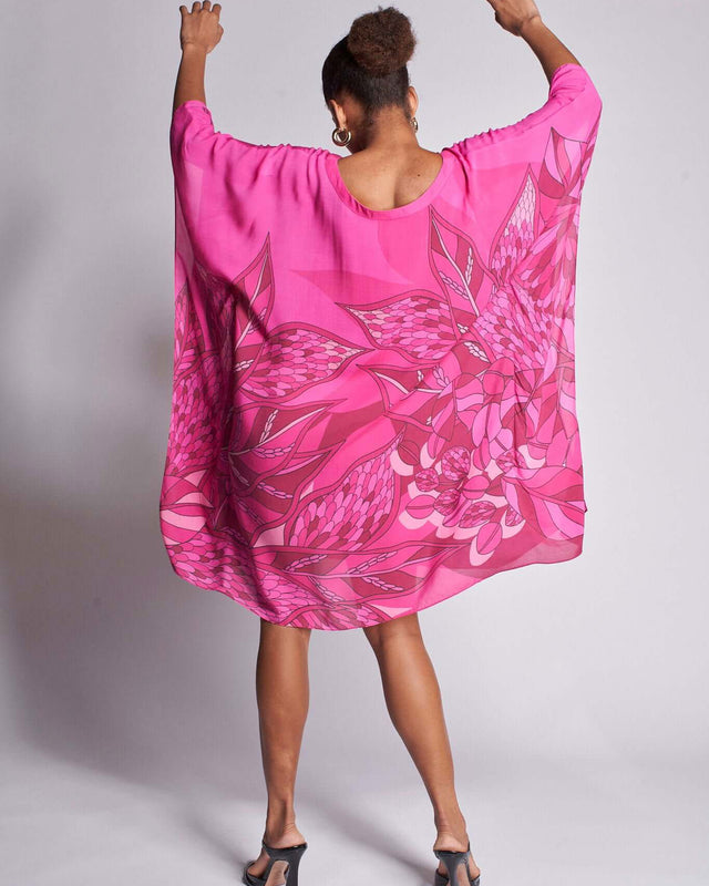   - Kaftan curto de seda Ramos de Púrpura pink- Scarf Me 