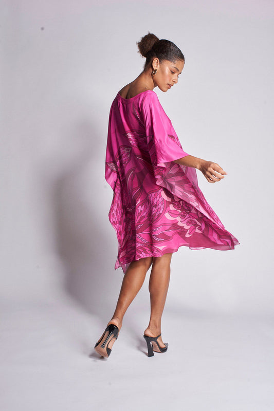   - Kaftan curto de seda Ramos de Púrpura pink- Scarf Me 