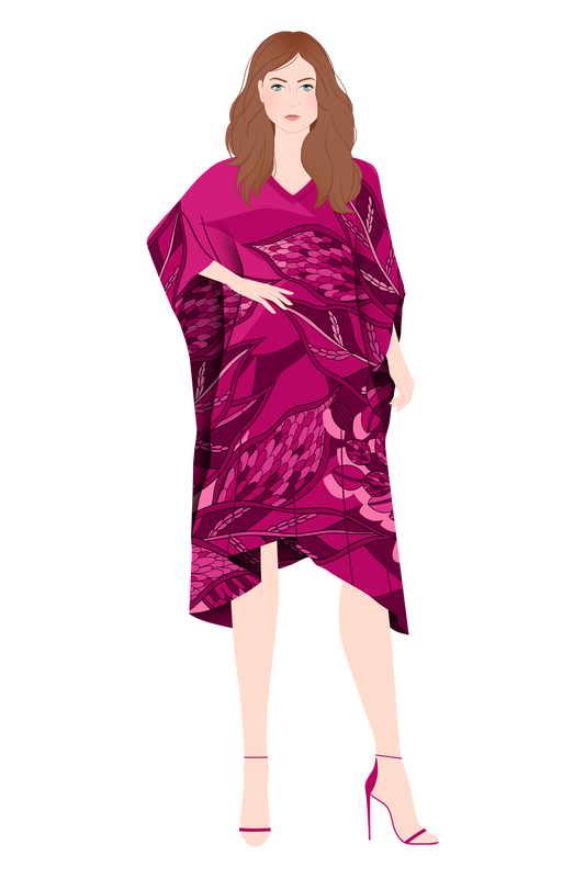   - Kaftan curto de seda Ramos de Púrpura pink- Scarf Me 