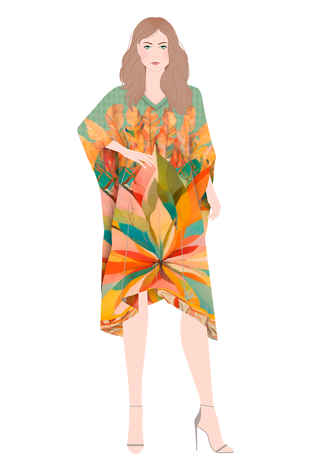   - Kaftan curto de viscose Força da mata- Scarf Me 