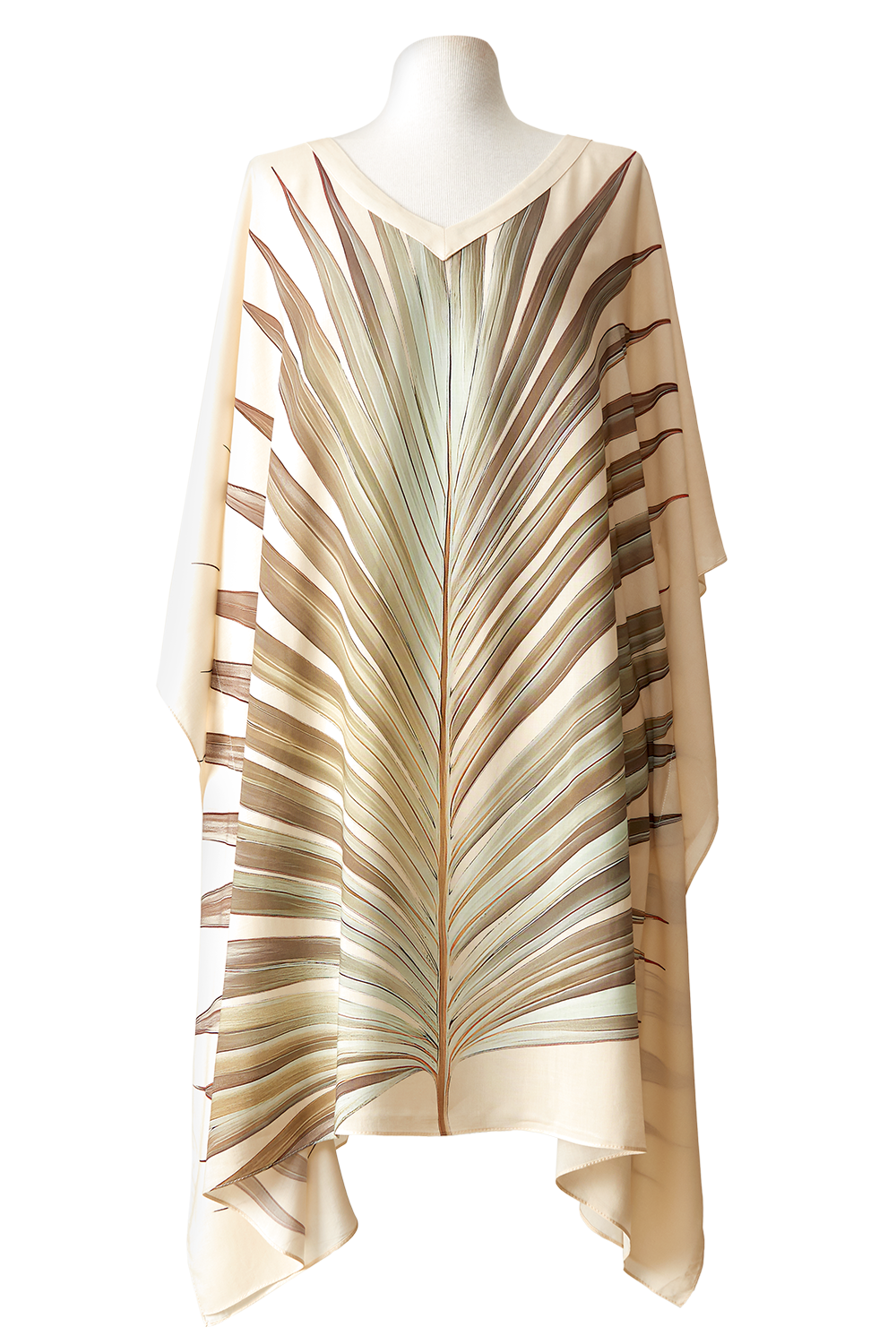 Green Leave short viscose kaftan - Scarf Me