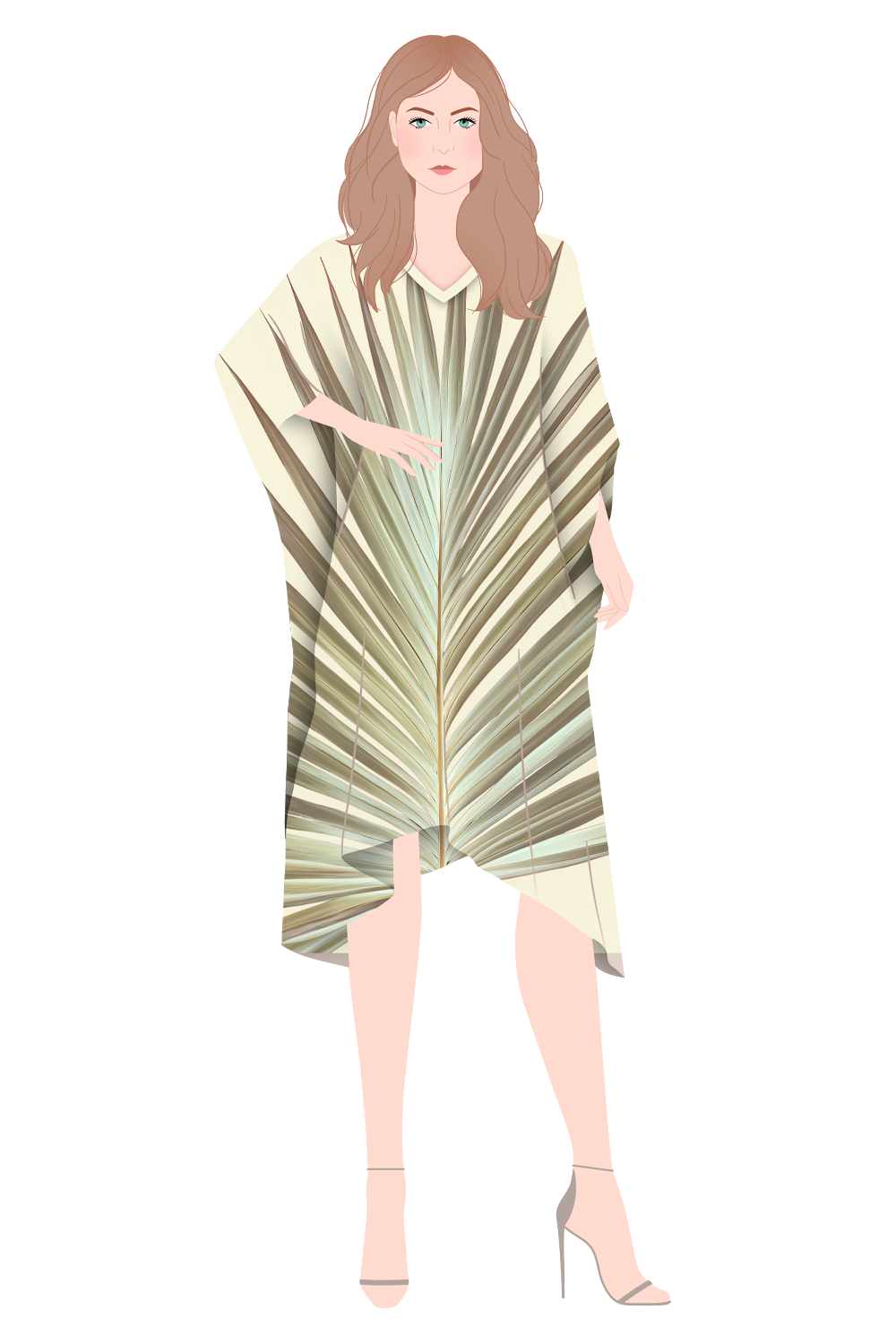 Green Leave short viscose kaftan - Scarf Me