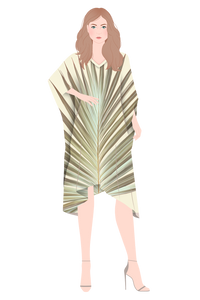 Green Leave short viscose kaftan - Scarf Me
