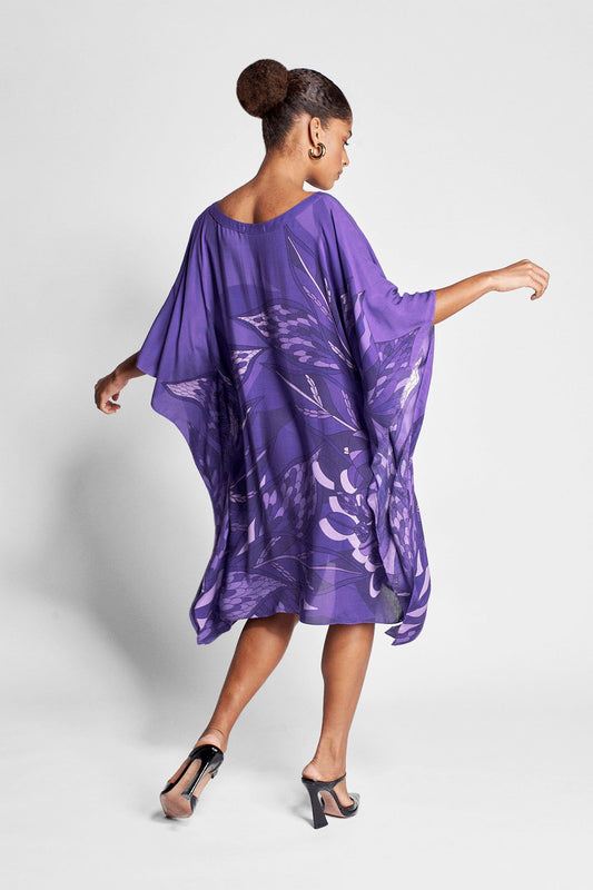   - Kaftan curto de viscose Ramos de Púrpura roxo- Scarf Me 