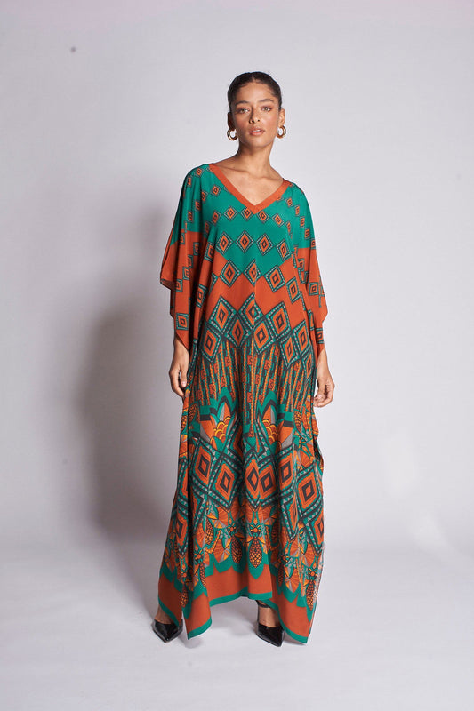   - Kaftan longo de seda Cerrado- Scarf Me 